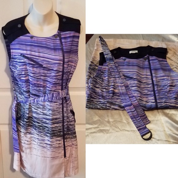 Calvin Klein Multi Zipper Sleeveless Sheath Dress - Picture 4 of 6